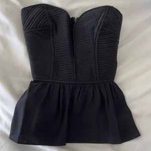Parker silk bustier peplum top - black, size small